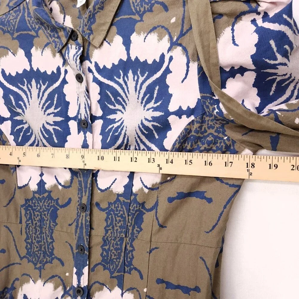 Making The Cut Tie Dress Handkerchief Hem Button Down Short Puff Sleeves Medium - Picture 11 of 15